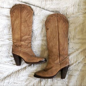 VINTAGE Zodiac leather metal toe cowboy boots